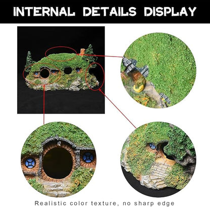Hobbit Fish Tank Decorations Reptile House Hidden Hole Landscaping for Aquarium and Reptiles Decorations Mini Garden Decorating Two Sizes (L)