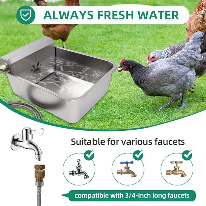 Automatic Dog Water Dispenser 23L/6Gal Capacity Large Water Bowl Auto Filling Water Fountain Stainless Steel for Large Pet Dog Chicken