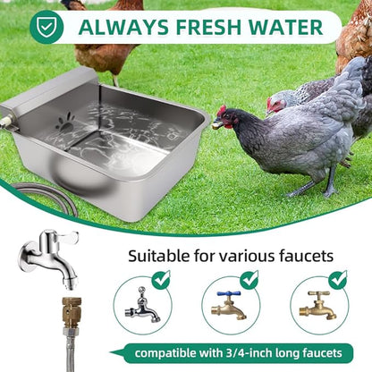 Automatic Dog Water Dispenser 23L/6Gal Capacity Large Water Bowl Auto Filling Water Fountain Stainless Steel for Large Pet Dog Chicken