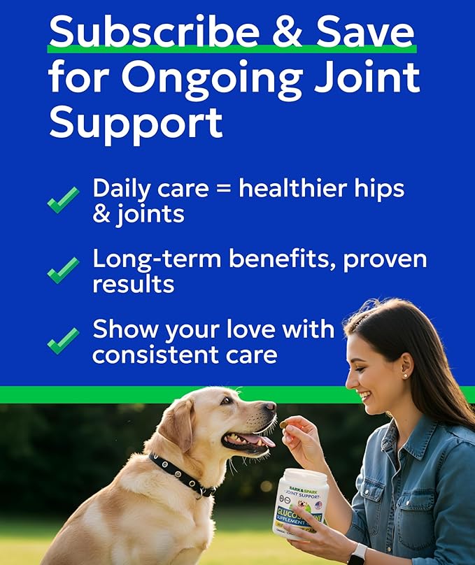 BARK&SPARK Glucosamine Chondroitin Dog Hip & Joint Supplement - Joint Pain Relief - Hip & Joint Chews - Joint Support Large Small Breed - Senior Doggie Vitamin Pill Joint Health (180 Treats - Bacon)