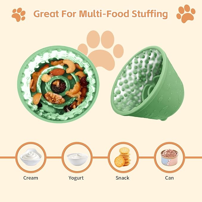 Dog Lick Bowl,Anxiety Relief Non-Slip Silicone Treat Bowl,Durable Anti-Choking Long-Lasting Enrichment Slow Feeder Licking Mat for Medium Large Breed,Freezable BPA Free Silicone Dishwasher Safe