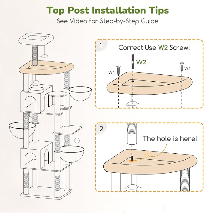 Globlazer Extra Large Cat Tree Tower, 82in Tall Heavy Duty Cat Tree for Indoor Cats Large Adult Big Cat Tower with 8 Scratching Posts, 2 Cat Condos, 2 Top Perches, 3 Hanging Baskets, S82, Beige