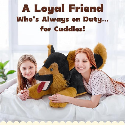MaoGoLan 28 inches Large German Shepherd Stuffed Animal,Realistic and Fluffy Dog Plush Hugging Pillow,Adorable Puppy Plushie Gift for German Shepherd Lover