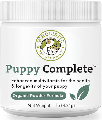 Wholistic Pet Organics Puppy Complete - Dog Multivitamin Powder - 1 Lb - Daily Dog Vitamins & Supplements for Homemade Food - Immune System, Skin, Coat & Overall Health - Small and Large Breed Puppies
