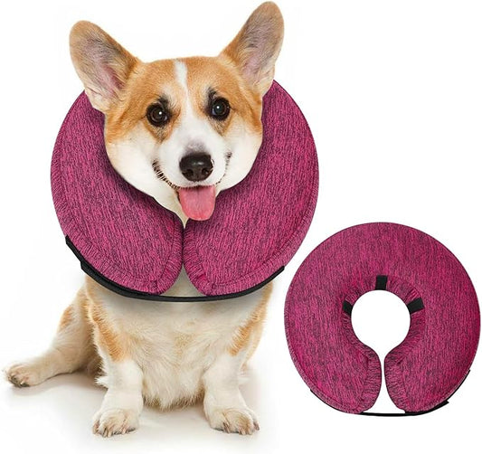 MIDOG Dog Cone - Inflatable Soft Donut Collar Alternative for Dogs After Surgery, Protective Recovery Collar Prevents Licking, Comfortable E-Collar Alternative for Small Medium Large Dogs (Rose, S)