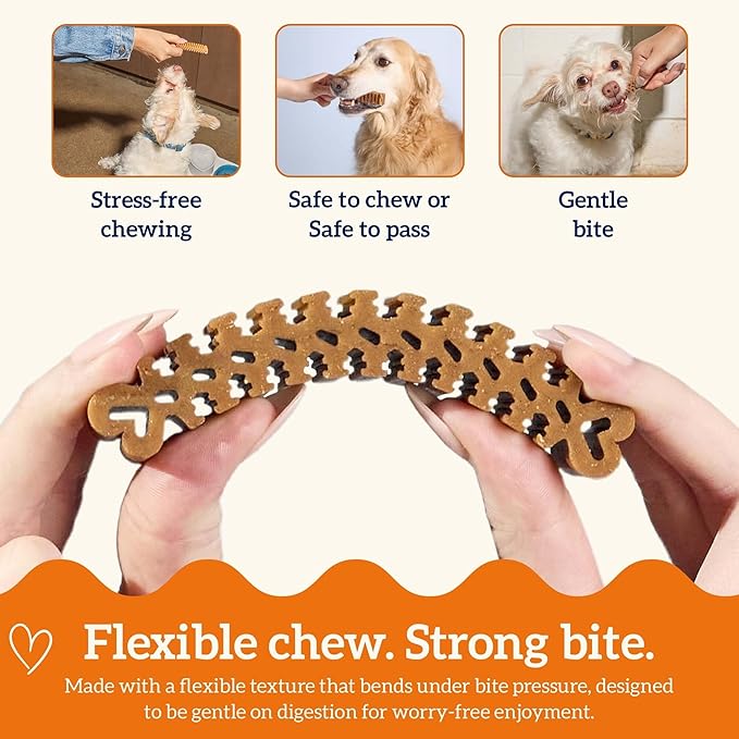 Groovies Flexible, Yet Moderately Tough Daily Dog Dental Chews. Powered by USA-Patented DentalFit Technology. No Added Gluten, No Artificial Flavors or Colors. Original 6oz (Small 22Chews)