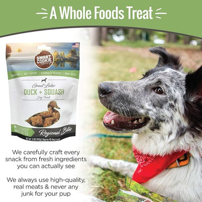 Smart Cookie All Natural Soft Dog Treats - Duck & Squash - Training Treats for Dogs with Allergies or Sensitive Stomachs - Grain Free Dog Treats, Chewy, Human-Grade, Made in USA - 5oz Bag
