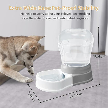 STALTWO 1 Gallon Automatic Dog Water Bowl Dispenser,Large Capacity Water Feeder for Cats and Dogs, BPA-Free,1 Gallon Grey