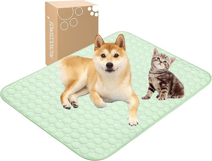 MICROCOSMOS Summer Cooling Mat & Sleeping Pad- Water Absorption Top, Materials Safe, Easy Carry, EZ Clean. Keep Cooling for Pets, Kids and Adults.(Green, 40" x28")
