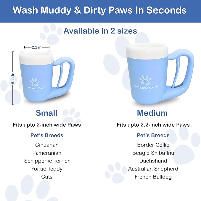 Dog Paw Washer Kit - Includes Paw Cleaner Cup, Towel, Pet Bath Brush & Moisturizing Balm - Dog Foot Washer for Muddy Paws, ideal for Small & Medium Dogs (Blue, Small)