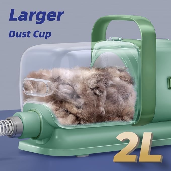 Dog Grooming Kit with Vacuum, 15000Pa Pet Hair Clipper and Shedding Brush, 50dB Low Noise, 2L Capacity, White