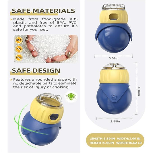 sortizligo Owl-Shaped Pet Treat Food Dispenser, Adjustable Puzzle Slow Feeder, Interactive Chase Treat Ball for Cat & Dog Enrichment and Indoor Play