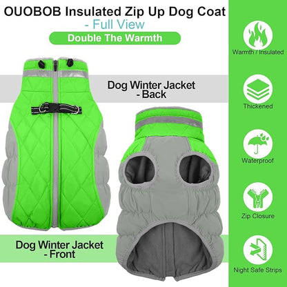 Warm Dog Coats for Large Dogs, Waterproof Dog Jacket with Harness Built in, Zipper Clousure, Fleece Lining, Turtleneck, for Cold Weather, Snowsuit for German Shepherd, Weimaraner, Labrado XXXL