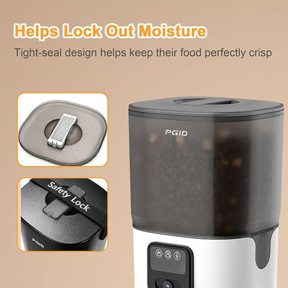 7L Automatic Pet Feeder with 1080P HD Wide Angle Camera, Smart WiFi Function, App Controlled, Night Vision Feature, Two-Way Audio, Suitable for Cats and Dogs.