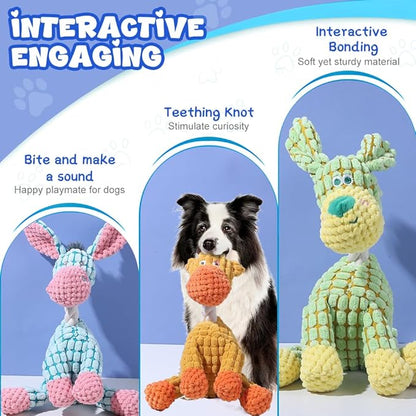 2026 New Dog Toys,Indestructible Plush Dogs Toy for Aggressive Chewers,Squeaky Durable Chew Toy for Indoor Pups Teething, Stuffed Toys for Small Medium Large Dogs (Brown+Giraffe)