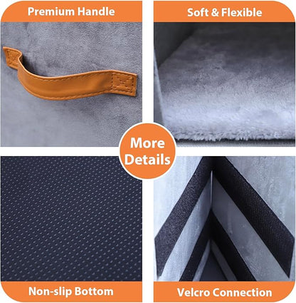 17" H Dog Stairs for High Beds Up to 25" H - Pet Steps for Small Medium or Large Dogs, Foldable Cat Stairs for Old Cats with Storage & Condo, 3-Step Pet Stairs for Couch & Window Sill