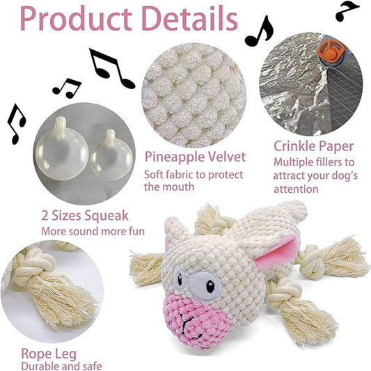 AIMETING Dog Toys, Durable Dog Chew Toys, Dog Squeak Toy with Fun Crinkle Paper, Plush Toys Suitable for Small, Medium, Large Dogs (Sheep)