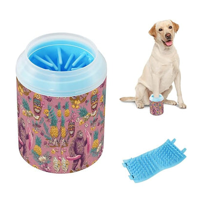 Dog Paw Cleaner Cups for Dogs Pets Foot Washer Paw Scrubber for Medium Small Cats Dogs Cleaning Cup Pink Tropical Pineapple Animal Flamingo Palm Leaves