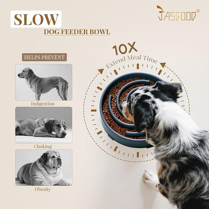 JASGOOD Slow Feeder Dogs Bowl for Large Medium Dogs,Anti-Gulping Pet Slower Food Feeding Bowls Stop Bloat,Preventing Choking Healthy Design Dogs Bowl