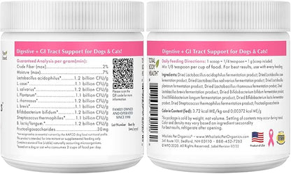 Wholistic Pet Organics WholeBiotics - Daily Dog Probiotics for Digestive Health Support & Immune Boost - 9 Strains - Prebiotics & Probiotics for Dogs & Cats - Gut Health for Dogs - 3 Oz - 85 Scoops