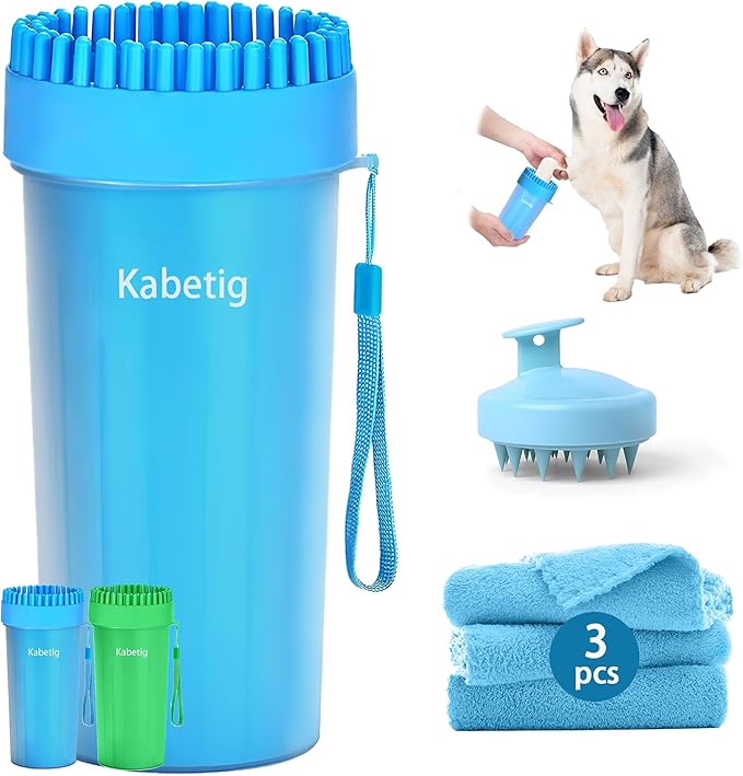 Dog Paw Cleaner & Washer for Large/Extra Large Breeds - Muddy Paws Easy Cleaning Cup for Big Dogs - Includes 3 Absorbent Towels(Blue)