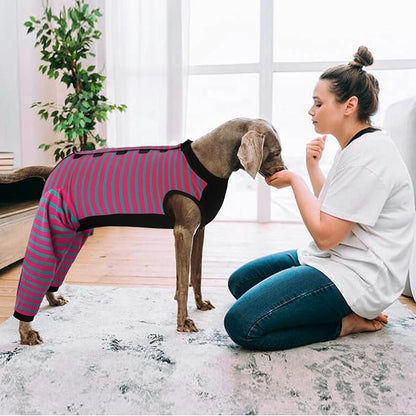 Kuoser Dog Recovery Suit, Anti Licking Dogs Rear Leg Sleeve, Abdominal Dog Surgical Suit with Pants Cover Protect Wounds, Dogs Elbow Protector Soft Pet Surgery Onesie Cone Alternative, Rose L