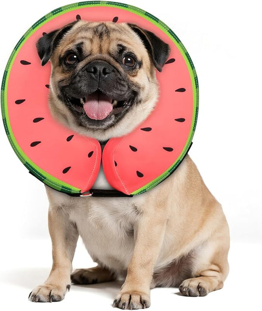MIDOG Dog Cone Collar for Large Medium Dogs, Soft Inflatable Dog Cone Alternative After Surgery, Adjustable Protective Recovery Cone - Alternative E Collar Does Not Block Vision (Watermelon,M)