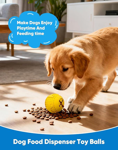 Deeow Rubber Dog Chew Toy Ball - Stuffable Treat Dispenser for Pet Chewers, Food Grade TPR Teething Shell, Enrichment Puzzle, Slow Feeder Dog Toys for Dental Care and Enrichment -Yellow