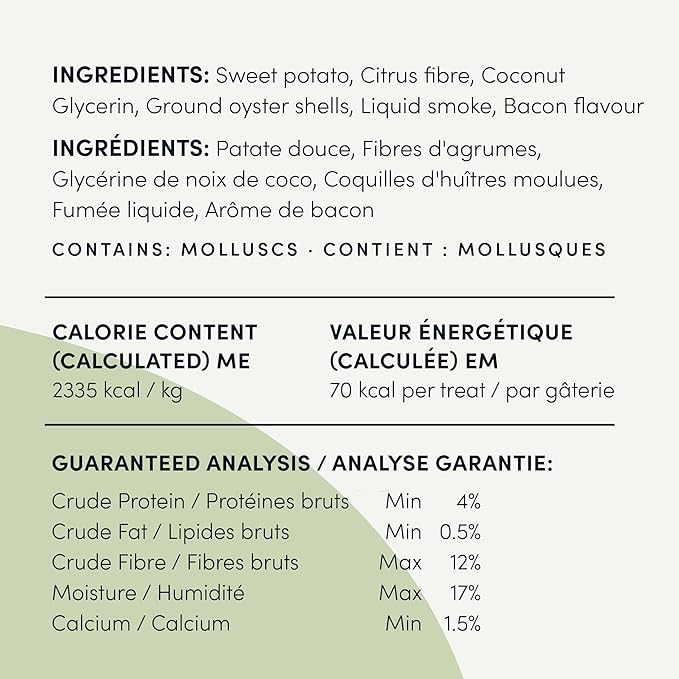 Crumps' Naturals Pbb- Bacon Dental Dog Treats (18 Pack), 4.5"