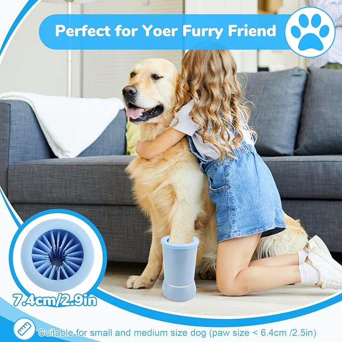 Automatic Dog Paw Cleaner, Dog Paws Washer, Rechargeable Dogs Cleaner, Portable Pet Cleanning Tool for Small to Medium Dogs, Pet Grooming Supplies for Big Cats (Blue)