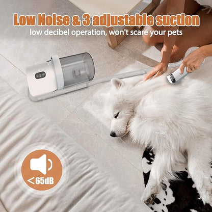 Dog Grooming Vacuum, Pet Grooming Kit with Dog Clippers, 2.5L Dust Cup 11000Pa Dogs Vacuum for Shedding Grooming, 5 Grooming Tools Home Cleaning in 1, Low Noise Pet Grooming Vacuum for Dogs, PG50