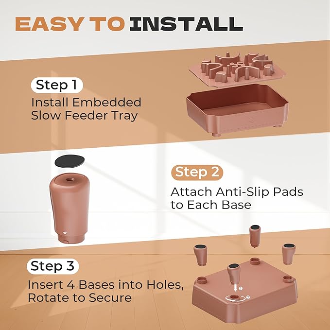 UPSKY Slow Feeder Dog Bowl, 2-in-1 Raised Dog Bowl with Anti-Choking Maze Puzzle, 2-6 Cups Pet Food for Small & Medium Breeds, Interactive Pet Feeder to Slow Eating, Reduce Boredom Pink