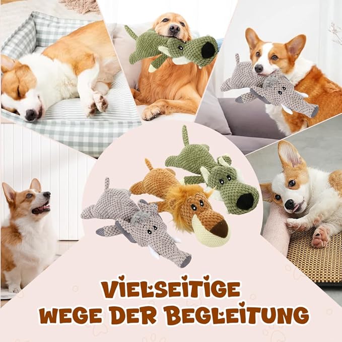 2026 New Dog Toys,Indestructible Plush Dogs Toy for Aggressive Chewers,Squeaky Durable Chew Toy for Indoor Pups Teething, Stuffed Toys for Small Medium Large Dogs (A-Yellow+Grey)