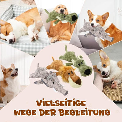 2026 New Dog Toys,Indestructible Plush Dogs Toy for Aggressive Chewers,Squeaky Durable Chew Toy for Indoor Pups Teething, Stuffed Toys for Small Medium Large Dogs (A-Grey+Green)
