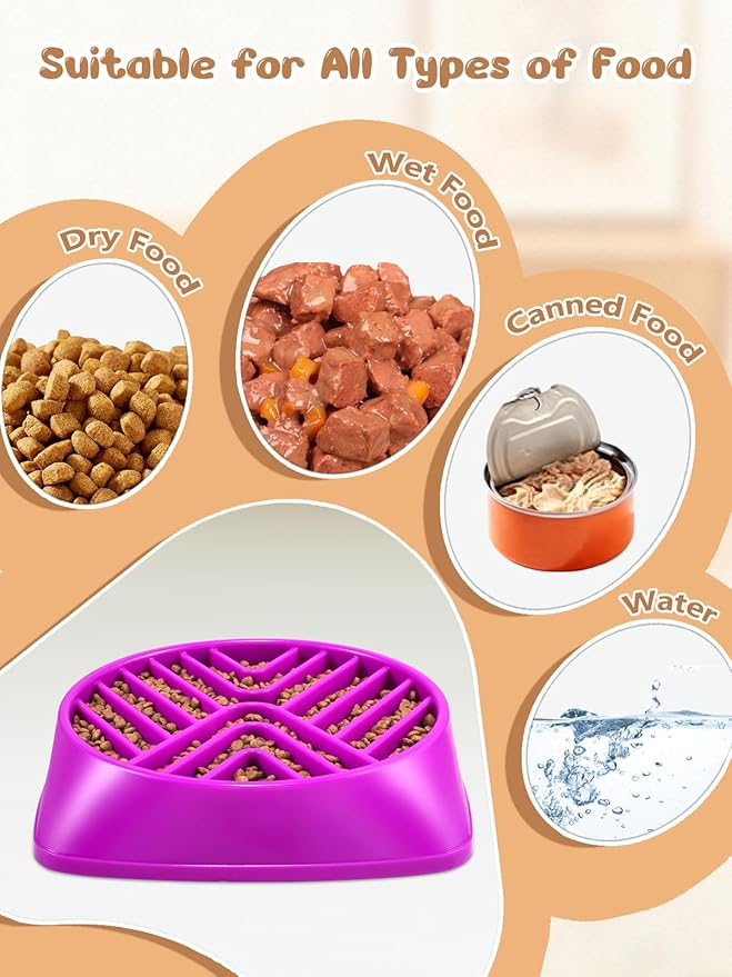 KASBAH Slow Feeder Dog Bowls Large Breed, Holds 5 Cups Wet or Dry Food for Large and Medium Dogs,Puzzle Maze for Fast Eaters,Square Base,Non-Slip, Made Without BPA,Helps Prevent Bloat & Aid Digestion