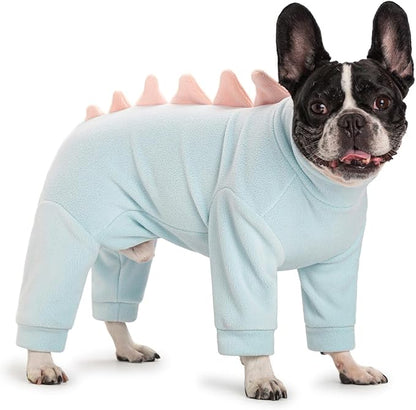 Halloween Fleece Dinosaur Dog Pajamas Adorable Costume French Bulldog Holiday Outfit Pet Cute Puppy Hoodie Cosplay Animal Costume for Small Medium Dog Christmas Winter Coat