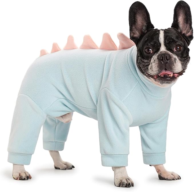 Halloween Fleece Dinosaur Dog Pajamas Adorable Costume French Bulldog Holiday Outfit Pet Cute Puppy Hoodie Cosplay Animal Costume for Small Medium Dog Christmas Winter Coat