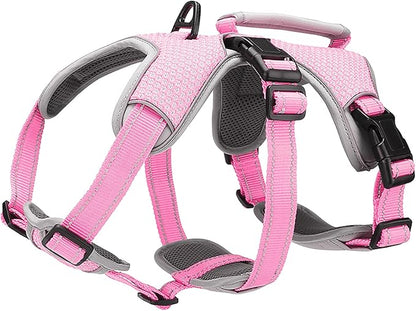 BELPRO Multi-Use Support Dog Harness, Escape Proof No Pull Reflective Adjustable Vest with Durable Handle, Dog Walking Harness for Big/Active Dogs (Pink, L)