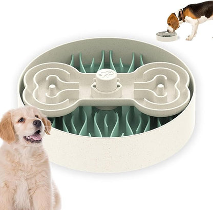 Puzzle Feeder Slow Feeder Dog Bowl for Large Dogs with Non-Slip Base - Adjustable Speed Design, Removable Puzzle Inserts & Dishwasher Safe, Green