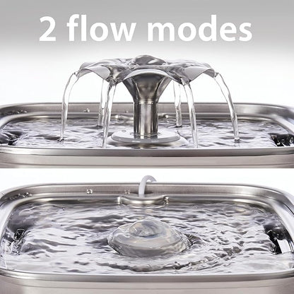 Veken Innovation Award Winner Stainless Steel Cat Water Fountain, 108oz/3.2L Automatic Pet Fountain Dog Water Dispenser with 6 Replacement Filters & Silicone Mat for Cats, Dogs, Multiple Pets (Silver)