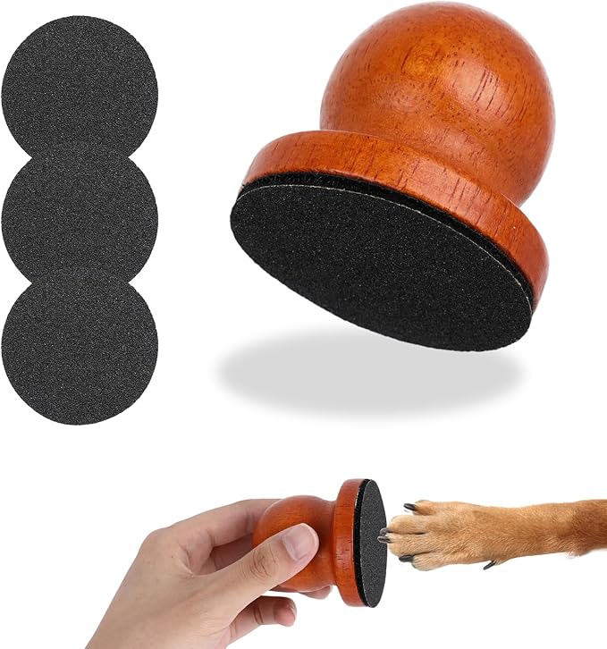 Dog Nail File,Wood Cat Nail File Boards,Pet Toenail Grinder Board, Scratcher Board Puppy Pad for Small to Medium-Sized Dogs and Cats with 3 Pcs Replaceable Sandpaper (Brown)