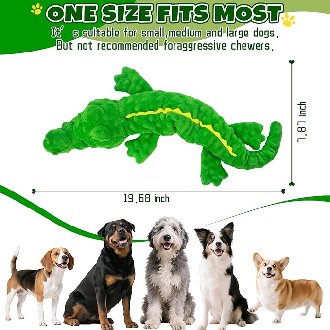 Dog Toys,Interactive Stuffed Squeaky Animal Crinkle Plush Toy for Small, Middle, Large Dogs, Interactive Dog Toy to Keep Them Busy,Large Dog Toys for Tug of War Game,Crocodile