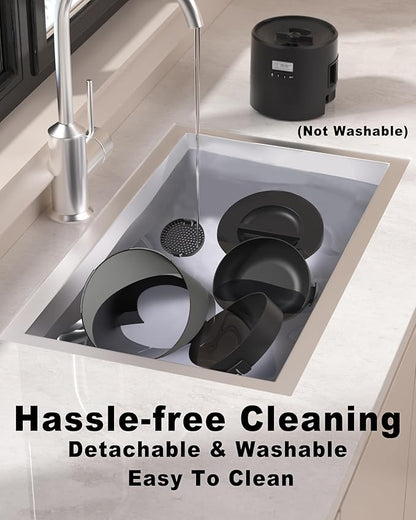 Automatic Cat Feeder for 2 Cats,Dry Food Dispenser with Double Bowls and Clear 4.2L Capacity,Programmable Portion Control,Up to 6 Meals per Day,10-Second Voice Recording,Dual Power-Black