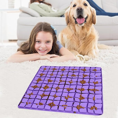 Dog Lick Mat & Snuffle Mat for Dogs – Slow Feeder Licking Mat with Suction Cups, Dog Enrichment Toys for Anxiety Relief, Training Smell & Natural Foraging, Slow Eating for Large Breed（Large Silicone）