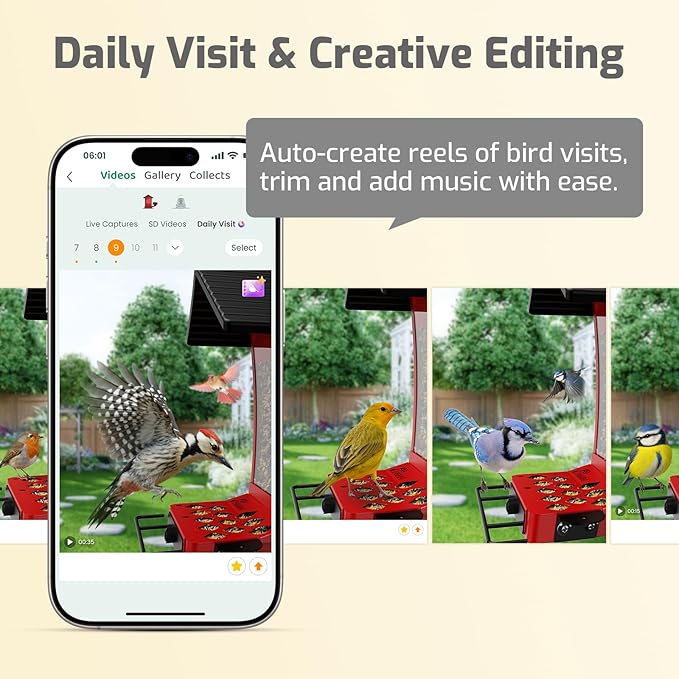 Richbird Smart Bird Feeder Camera with Vivid 2.5K Color Night Vision, Free AI Bird Identifier, Durable Squirrel-Resistant Metal Body, Solar Powered, Outdoor Gift for Birds Lovers and Family