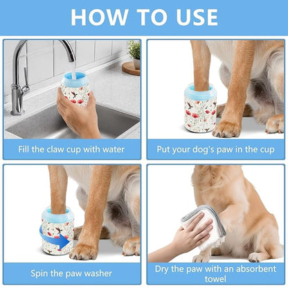 Dog Paw Cleaner Cups for Dogs Pets Foot Washer Paw Scrubber for Medium Small Cats Dogs Cleaning Cup Poppy Flowers and Hummingbirds Beige
