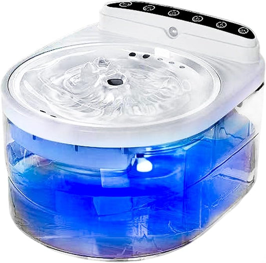 Pet Water Fountain, 101oz/3L Dog-Cat Fountain with Stainless Steel Tray, Wireless Battery Operated Pet Fountain 3 Water Flow Modes Can Sense Water, Quiet Dogs/Cats Water Bowl Dispenser with Filters