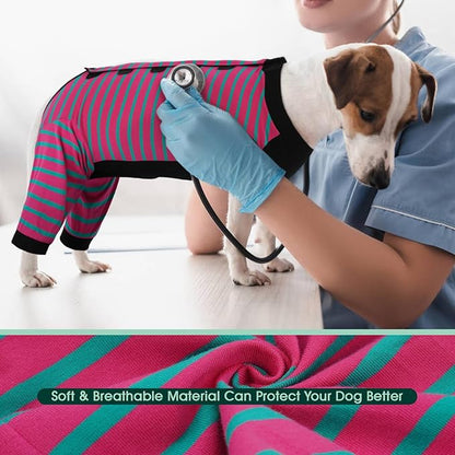 Kuoser Dog Recovery Suit, Anti Licking Dogs Rear Leg Sleeve, Abdominal Dog Surgical Suit with Pants Cover Protect Wounds, Dogs Elbow Protector Soft Pet Surgery Onesie Cone Alternative, Rose L