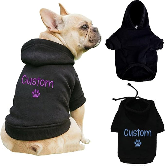 Personalized Name Dog Hoodie, Embroidered Puppy Sweater with Name and Number, Custom Pet Clothes Warm Winter Outfit for Dogs, Bright Puppy Sweatshirt, Pet Birthday Outfit, Gift for Dog Lovers