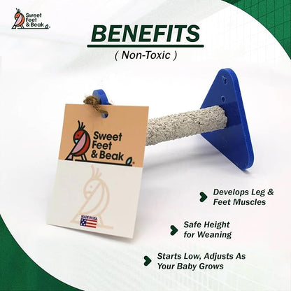 Sweet Feet and Beak Portable Bird Perch Stand for Small Birds to Keep Nails and Beaks in Top Condition - Safe, Non-Toxic, Easy to Install Cage Accessories